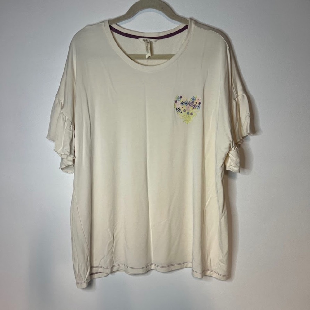 Matilda Jane Bouquet Floral Heart Embroidered Tee Ruffle Sleeve